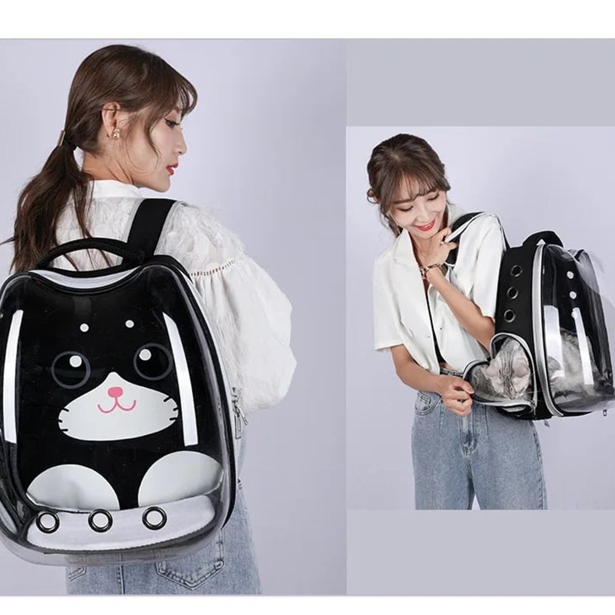 GENERICO - Mochilas para Mascotas para Perros y Gatos Color Negro