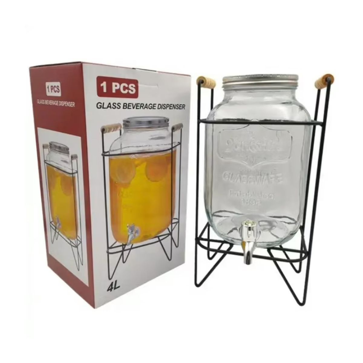 GENERICO - Dispensador de bebidas   con rack metálico 4 litros