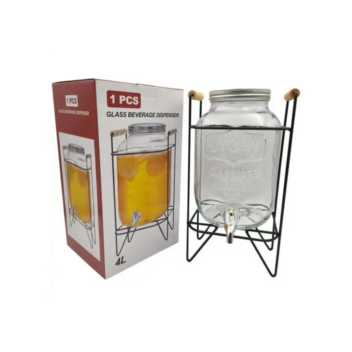 GENERICO - Dispensador de bebidas   con rack metálico 4 litros