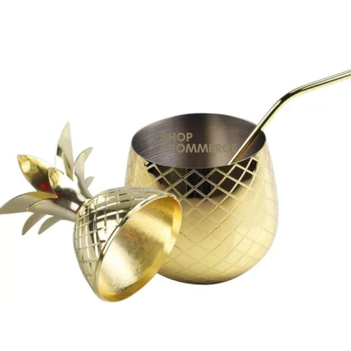 GENERICO - Copa Coctelera de piña para Bar Dorado 500 ml