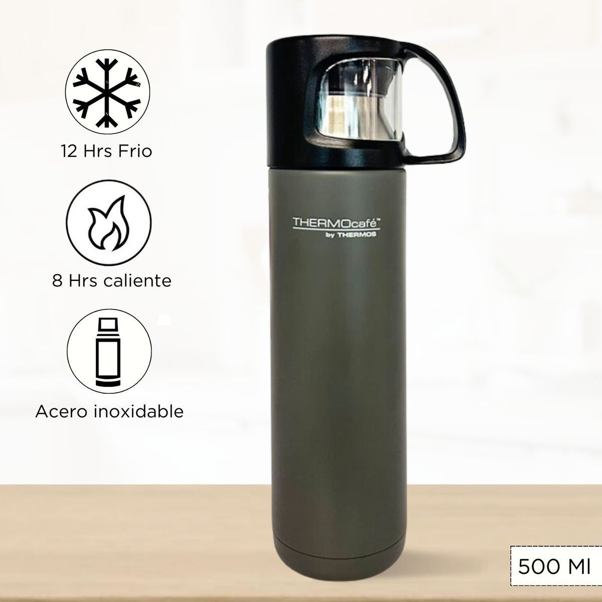 THERMOS - Termo de Bebida con Taza 500 Ml Gris