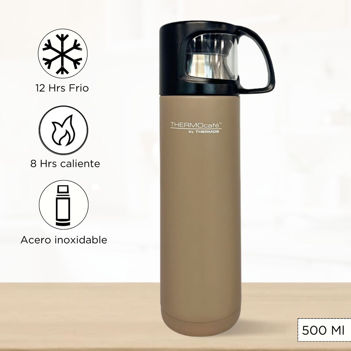 THERMOS - Termo de Bebida con Taza 500 Ml Moka