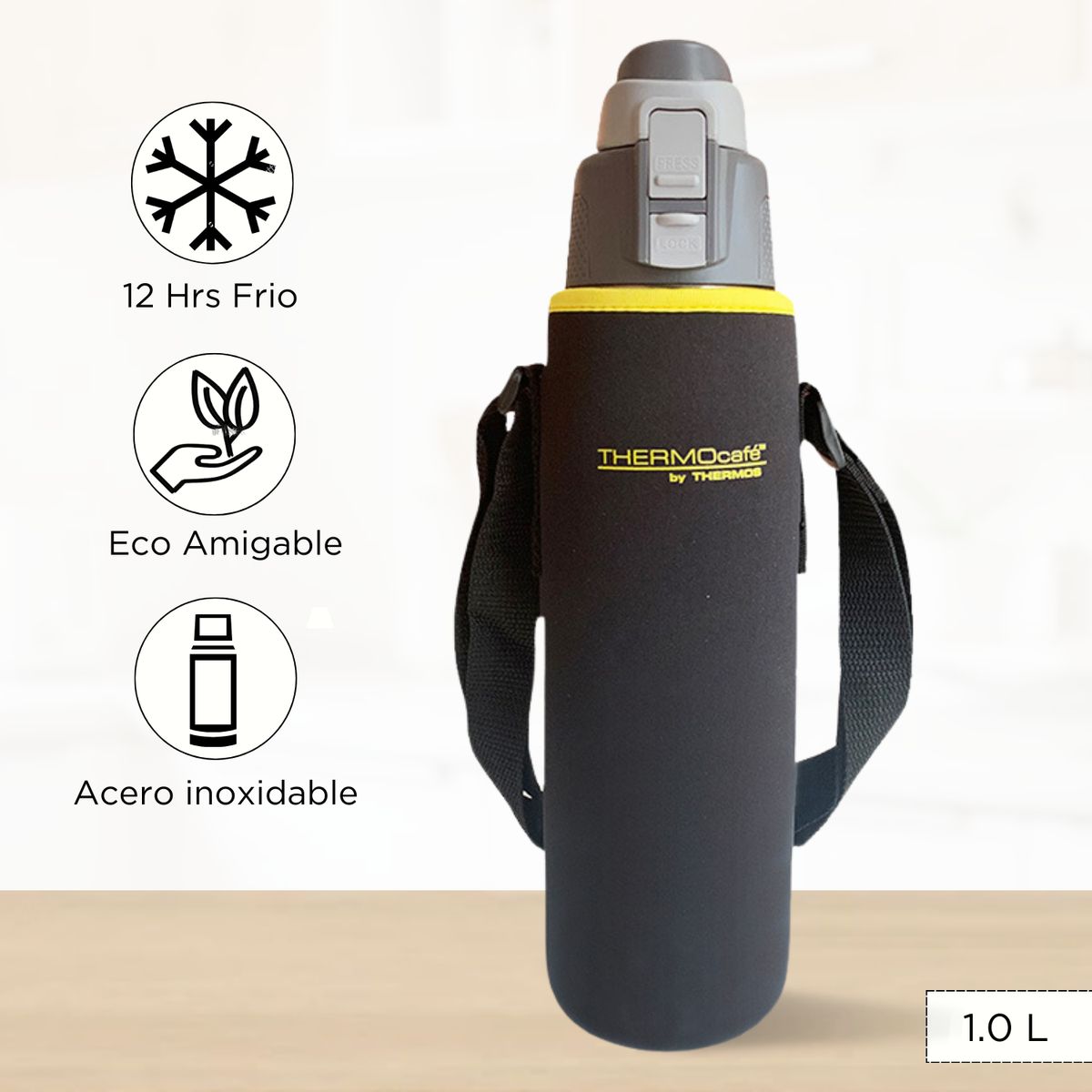 THERMOS - Tomatodo Termico Extrema + Funda 1 Lt Plateado