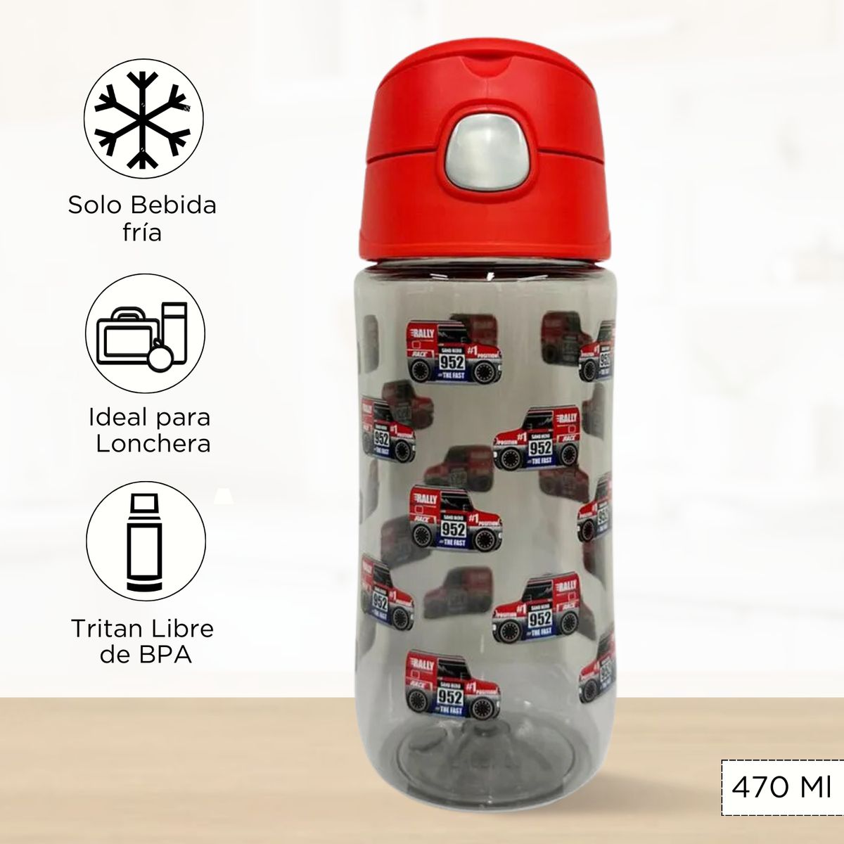THERMOS - Tomatodo para niños Con Diseño AUTOS 470 Ml
