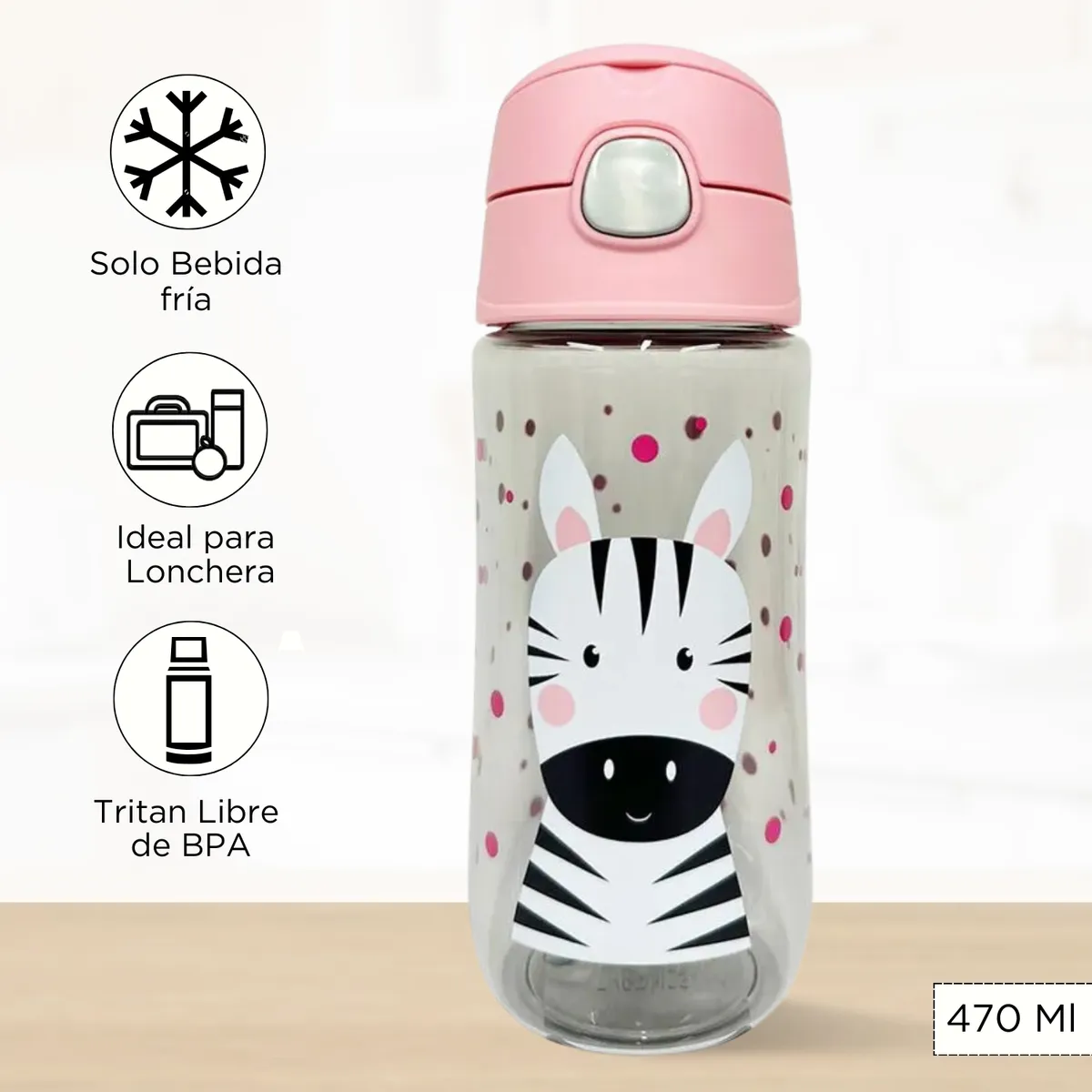 THERMOS - Tomatodo para niños Con Diseño ZEBRA 470 Ml
