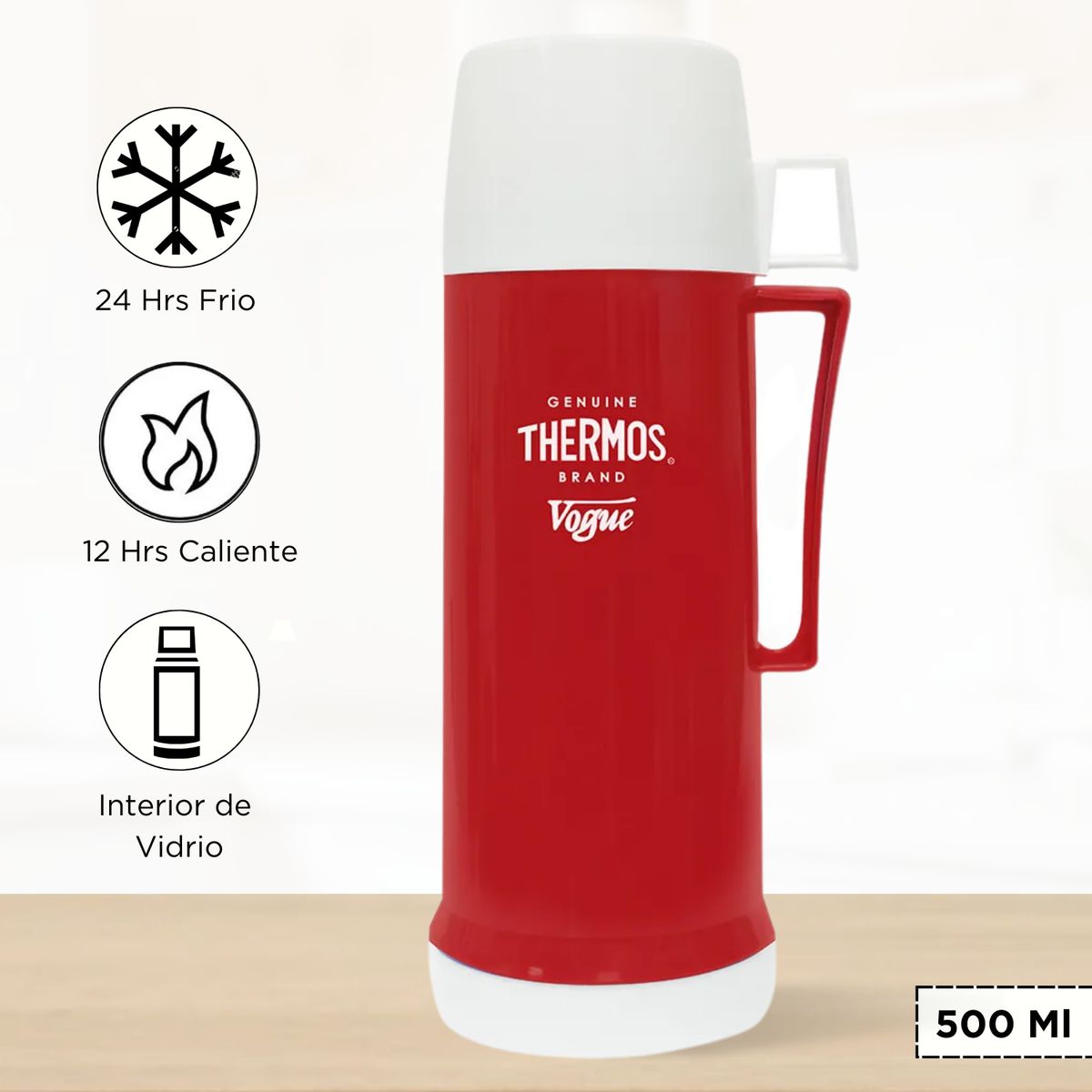 THERMOS - Termo de Bebida para Hogar VOGUE 500 Ml Rojo