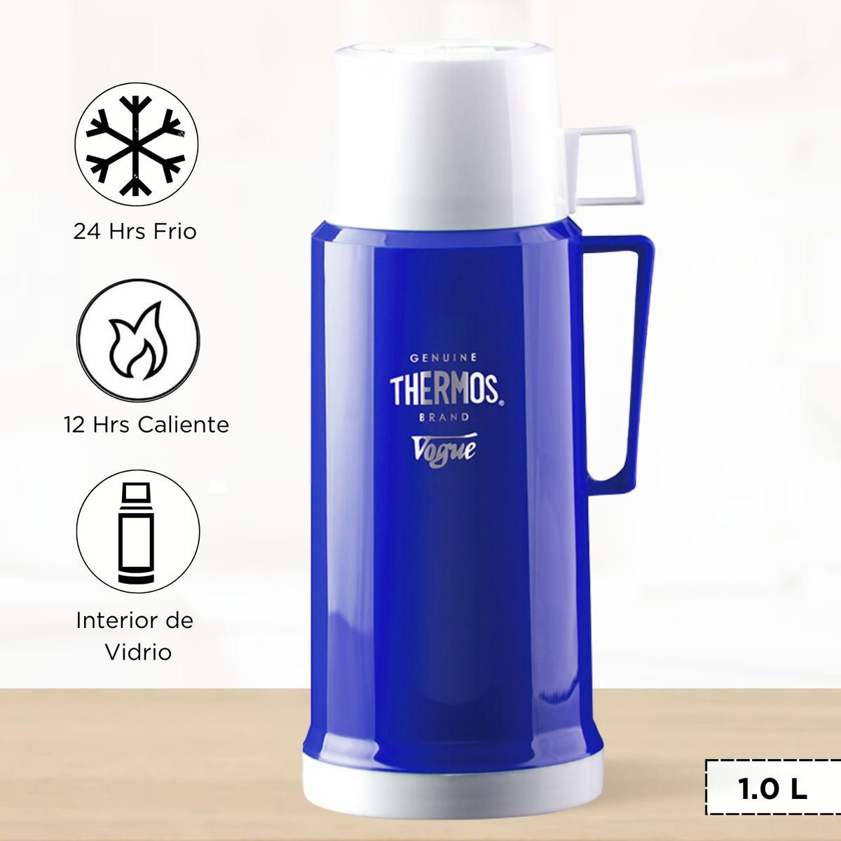 THERMOS - Termo de Bebida para Hogar VOGUE 1.0 Lt Azul