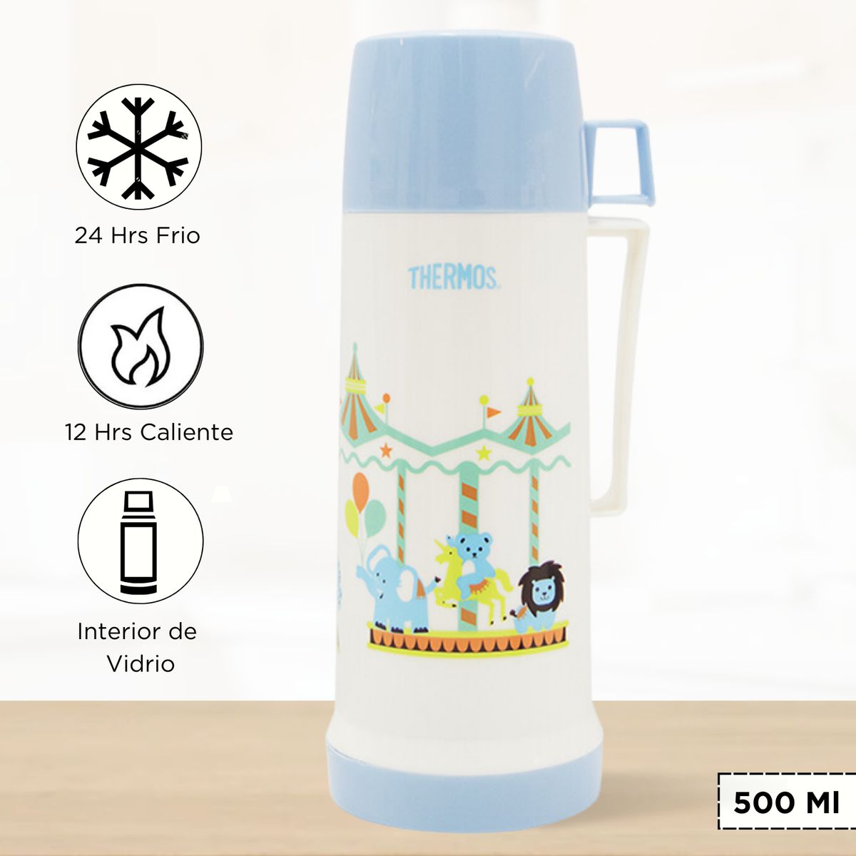 THERMOS - Termo de Bebida para Hogar VOGUE Niños 500 Ml Celeste