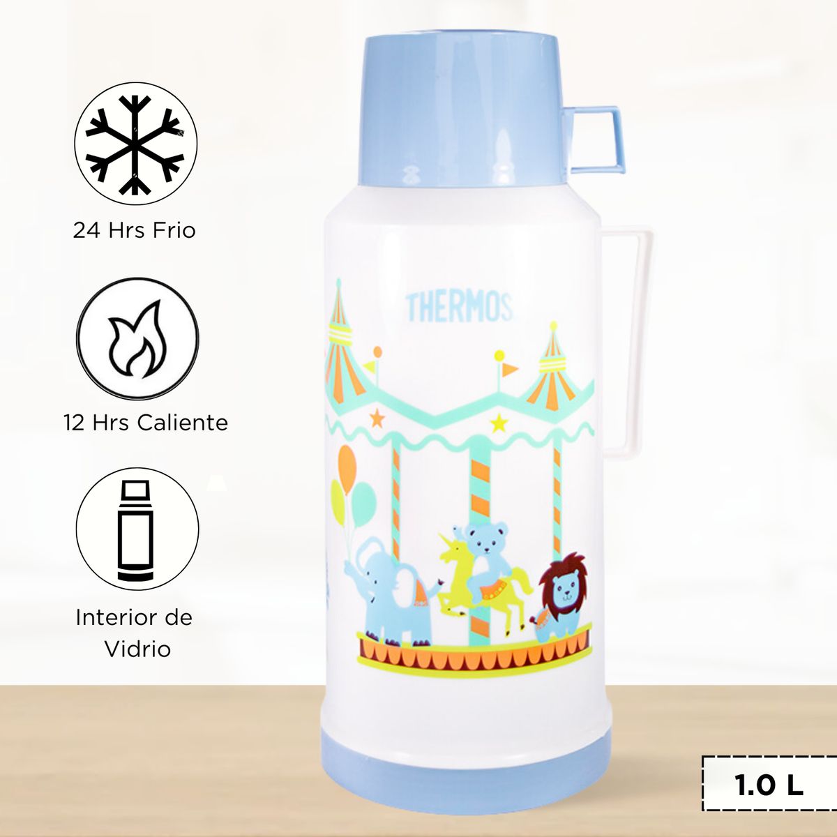 THERMOS - Termo de Bebida para Hogar VOGUE Niños 1.0 Lt Celeste