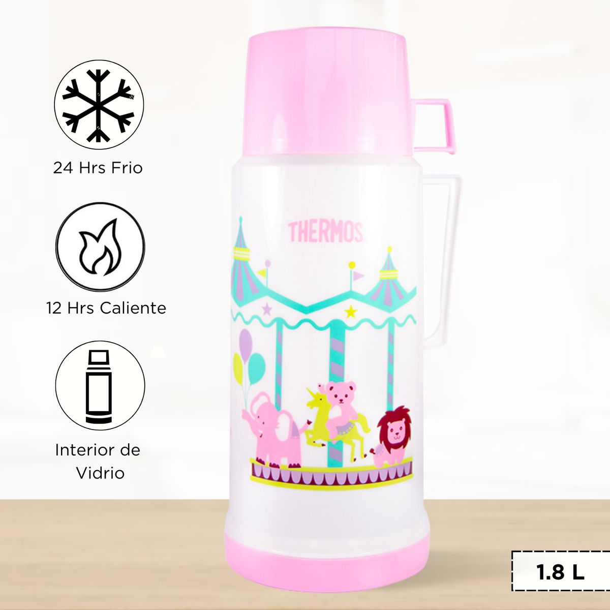 THERMOS - Termo de Bebida para Hogar VOGUE Niños 1.8 Lt Rosado