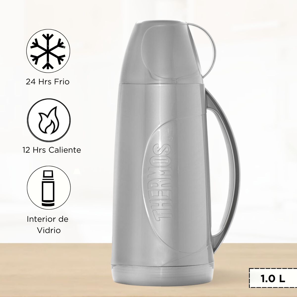 THERMOS - Termo de Bebida para Hogar EVOLUTION 1.0 Lt Gris
