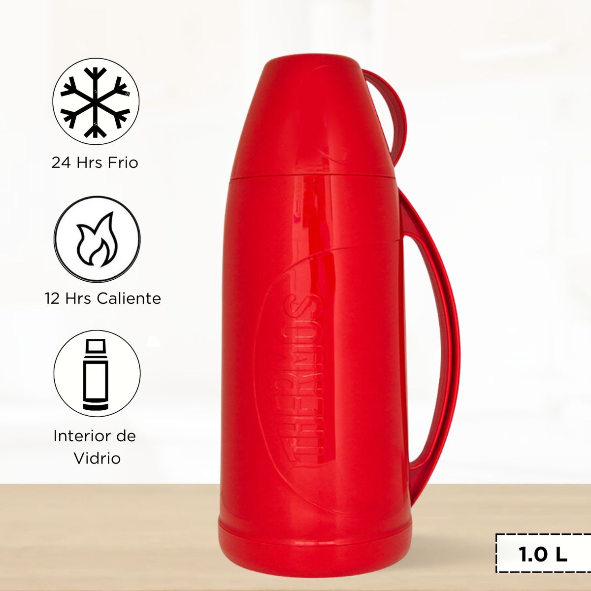 THERMOS - Termo de Bebida para Hogar EVOLUTION 1.0 Lt Rojo