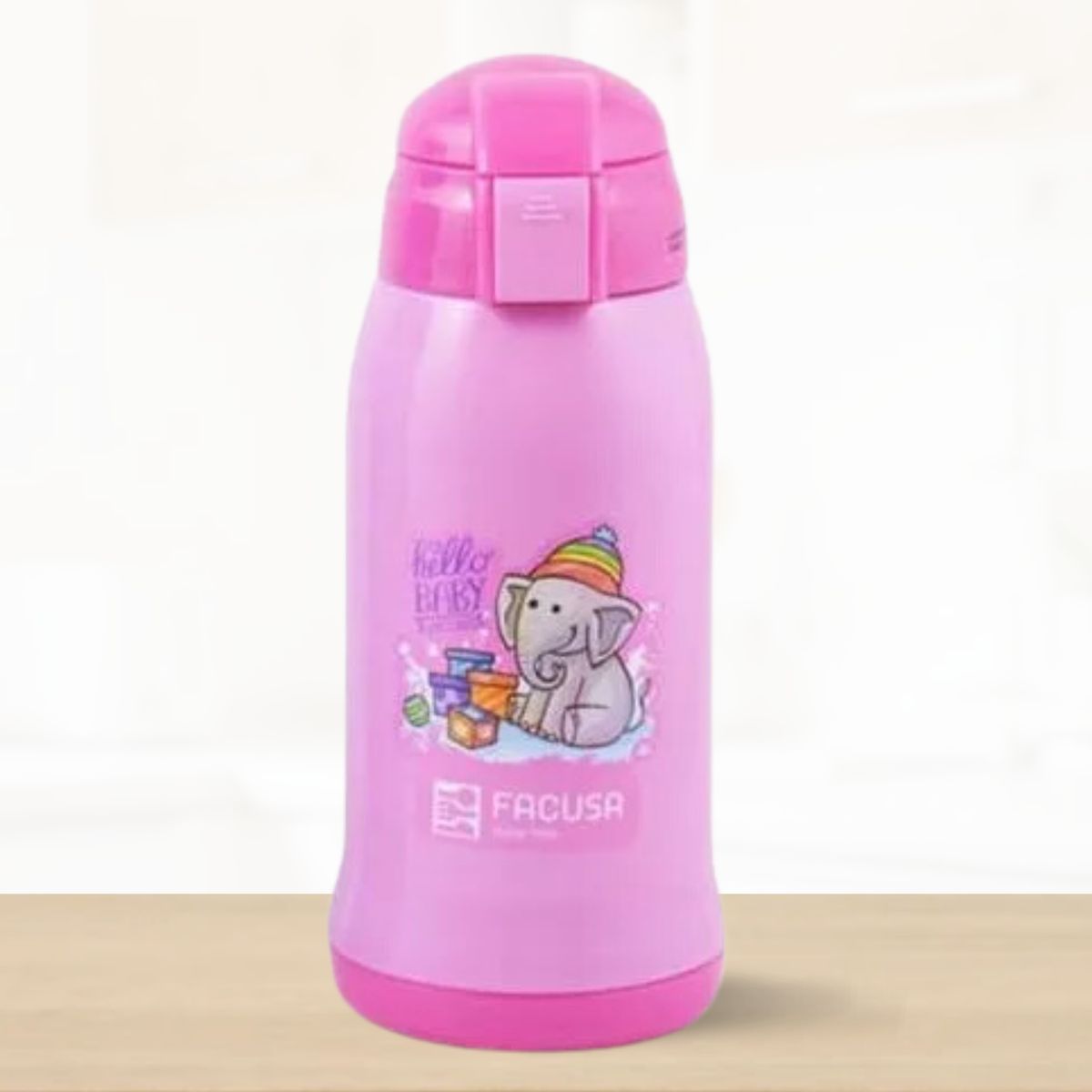 FACUSA - Termo de Bebida Para Niños Hello Baby Rosado 600 Ml