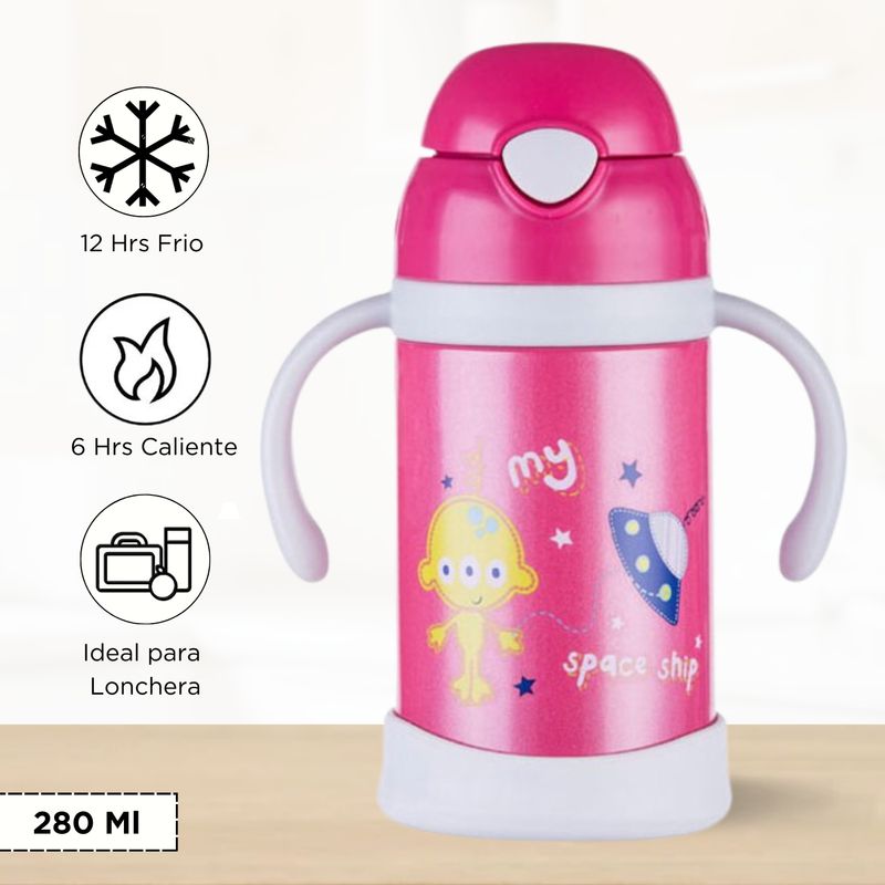 FACUSA - Termo de Bebida Para Niños Baby Rosado 280ml