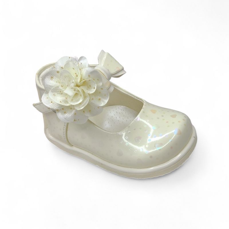 GENERICO - Zapato de Charol Nacar corazón pibe semi-ortopédico para bebé niña