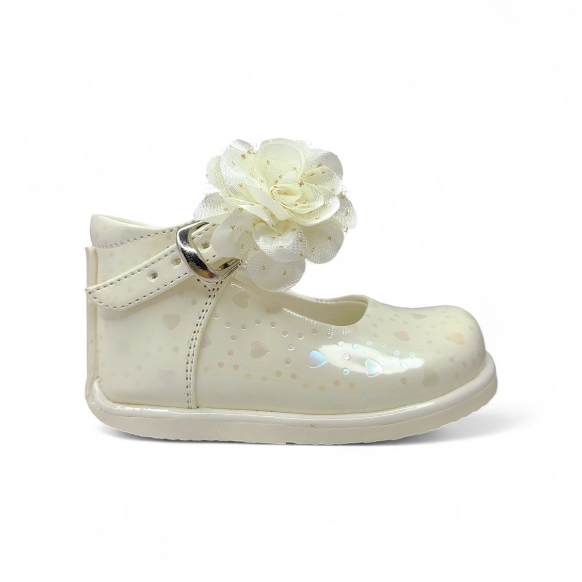 GENERICO - Zapato de Charol Nacar corazón pibe semi-ortopédico para bebé niña