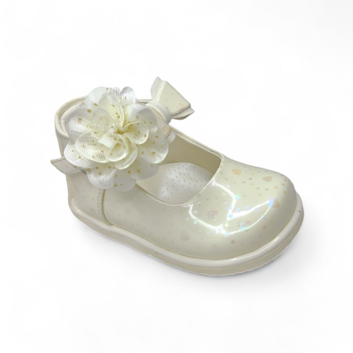 GENERICO - Zapato de Charol Nacar corazón pibe semi-ortopédico para bebé niña