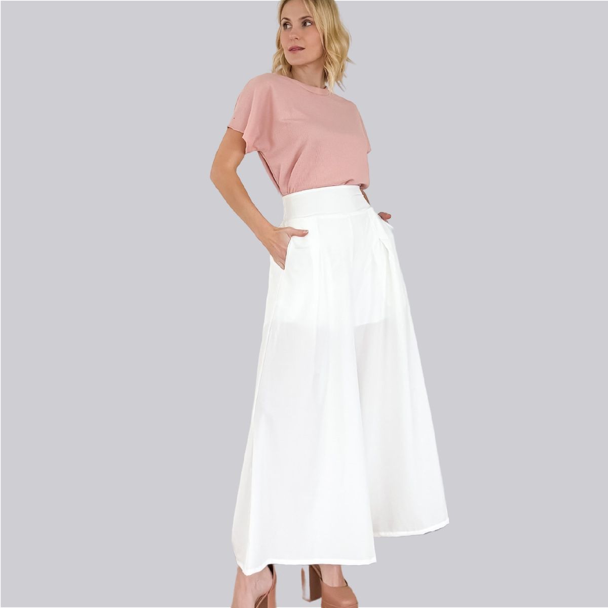 SOLO LEGGINGS - Pantalon Maxi Palazzo Seda