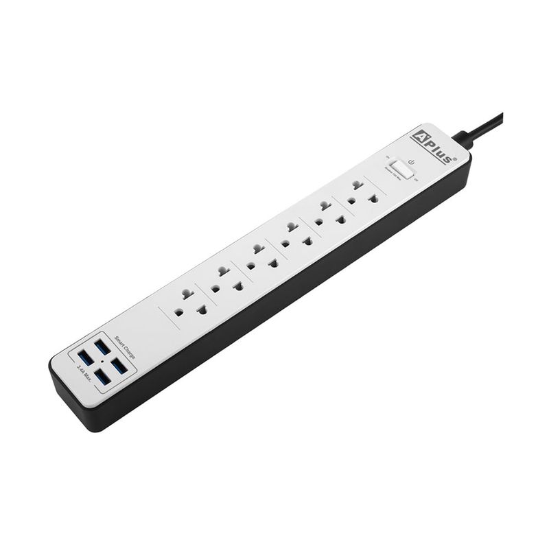 GENERICO - Supresor de picos 6 salidas Y 4 puertos de carga USB - cordón 1.8 mts