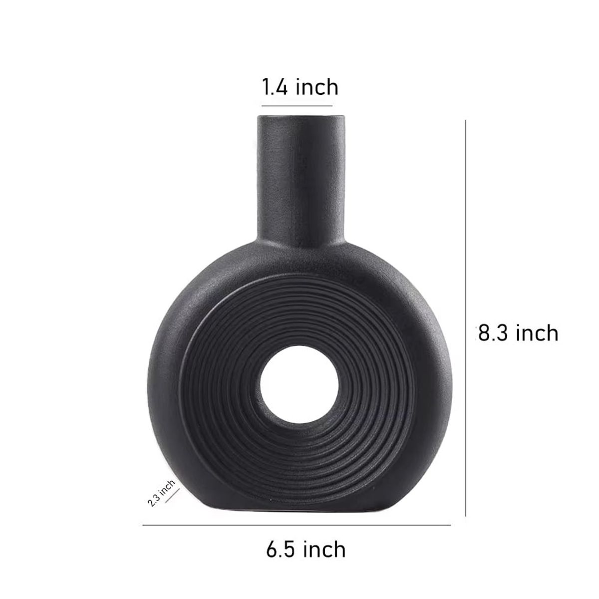 GENERICO - Adorno Florero redondo de cerámica negro 16x6x21