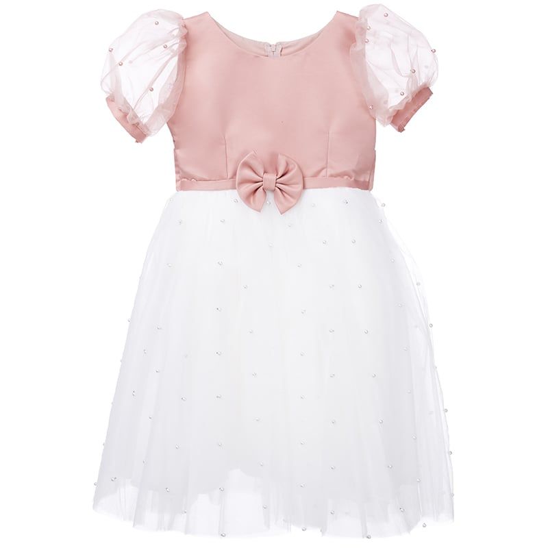 GENERICO - Vestido para Niña Nude Blanco de Fiesta Perla