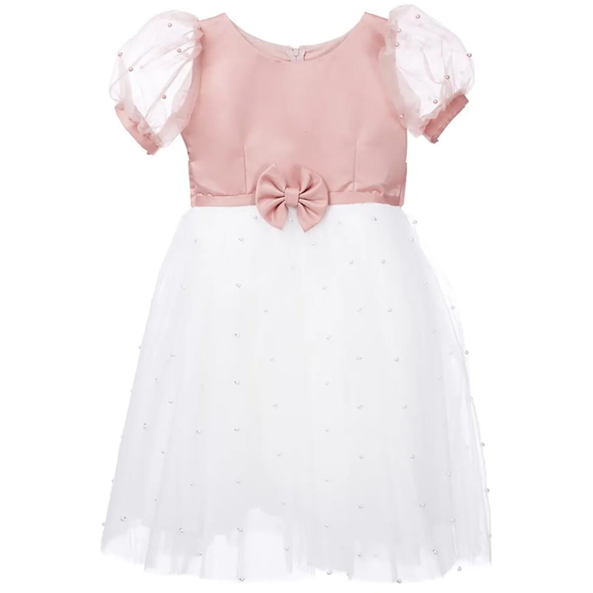 GENERICO - Vestido para Niña Nude Blanco de Fiesta Perla