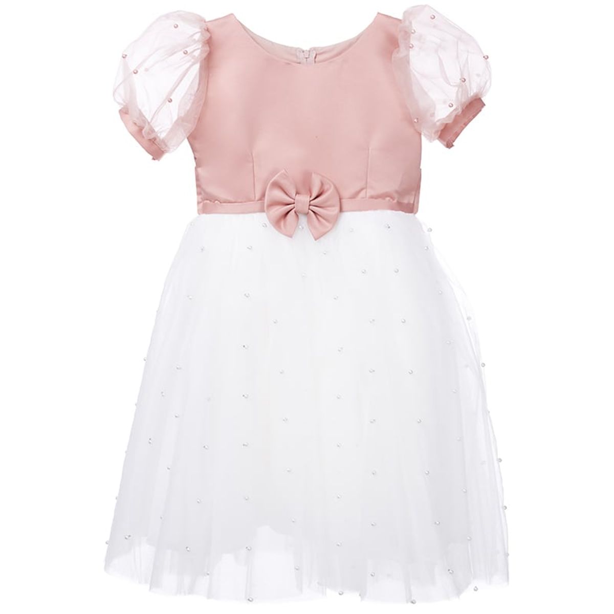 GENERICO - Vestido para Niña Nude Blanco de Fiesta Perla