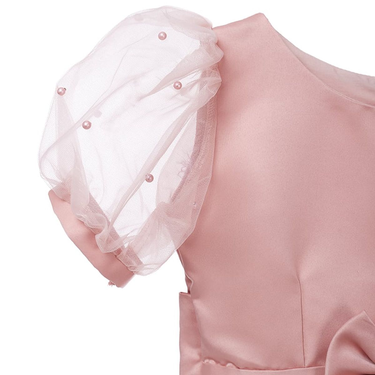 GENERICO - Vestido para Niña Nude Blanco de Fiesta Perla