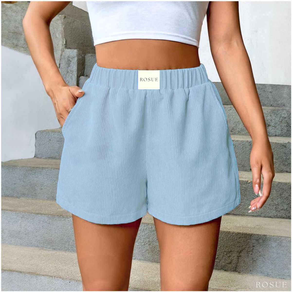 ROSUE - Short corduroy casual Rosue con bolsillos