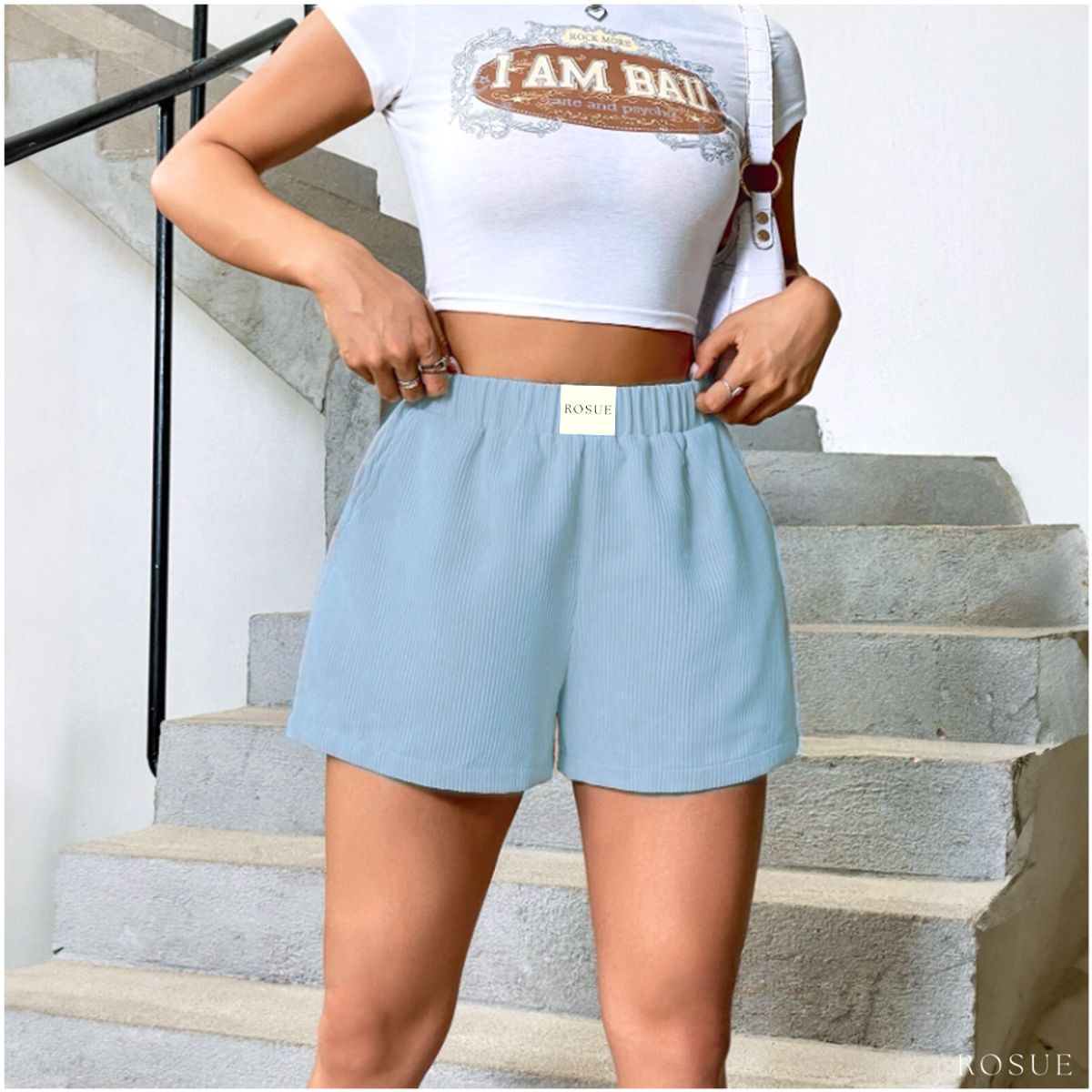 ROSUE - Short corduroy casual Rosue con bolsillos