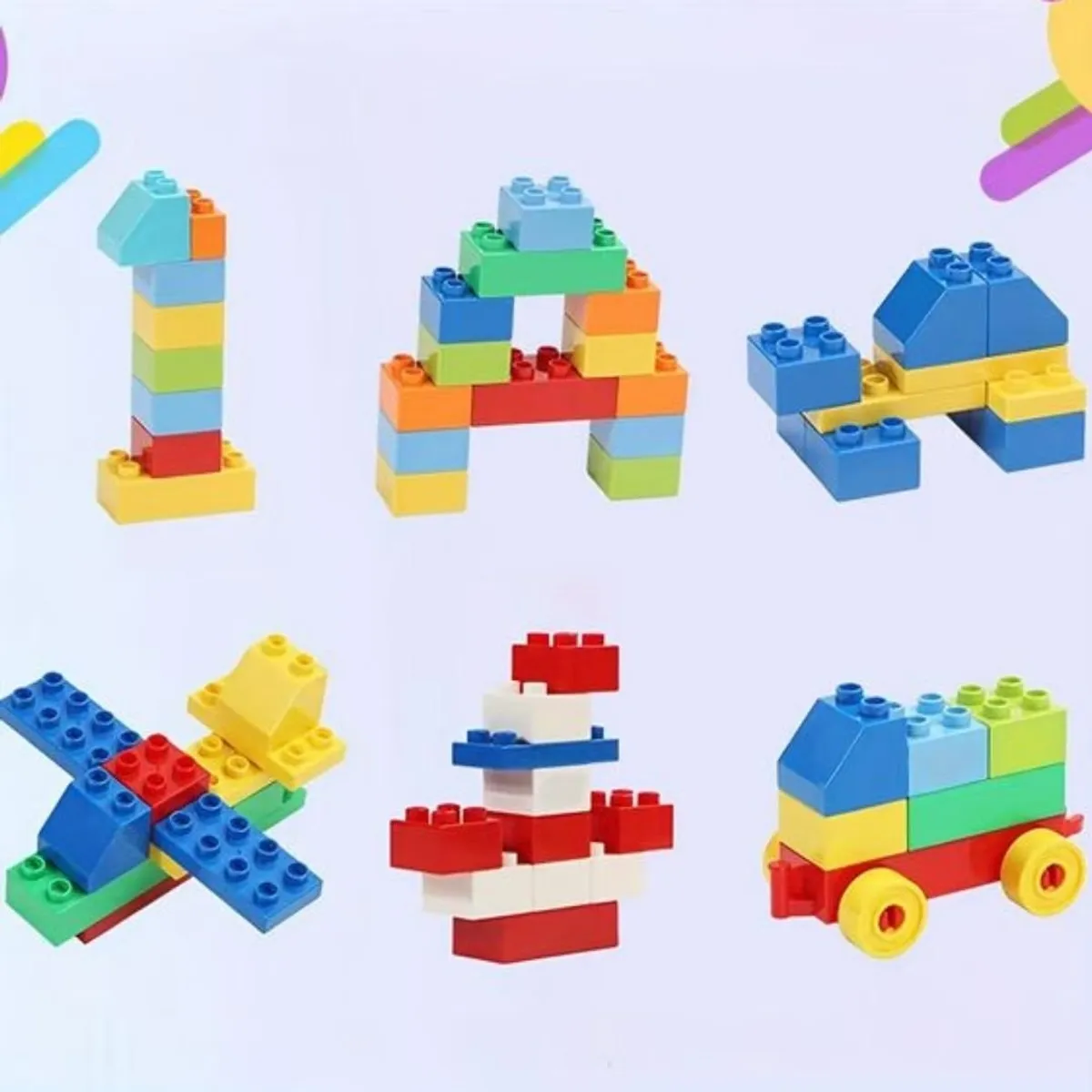 GENERICO - Balde Creativo con Bloques de Construcción Coloridos y Tapa Reloj para Niños -100 pcs