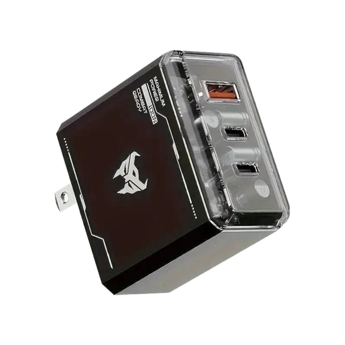 TRANSFORMERS - Cargador Transformers TF-K11 de 65W Carga Rápida 2 USB-C y 1 USB Negro