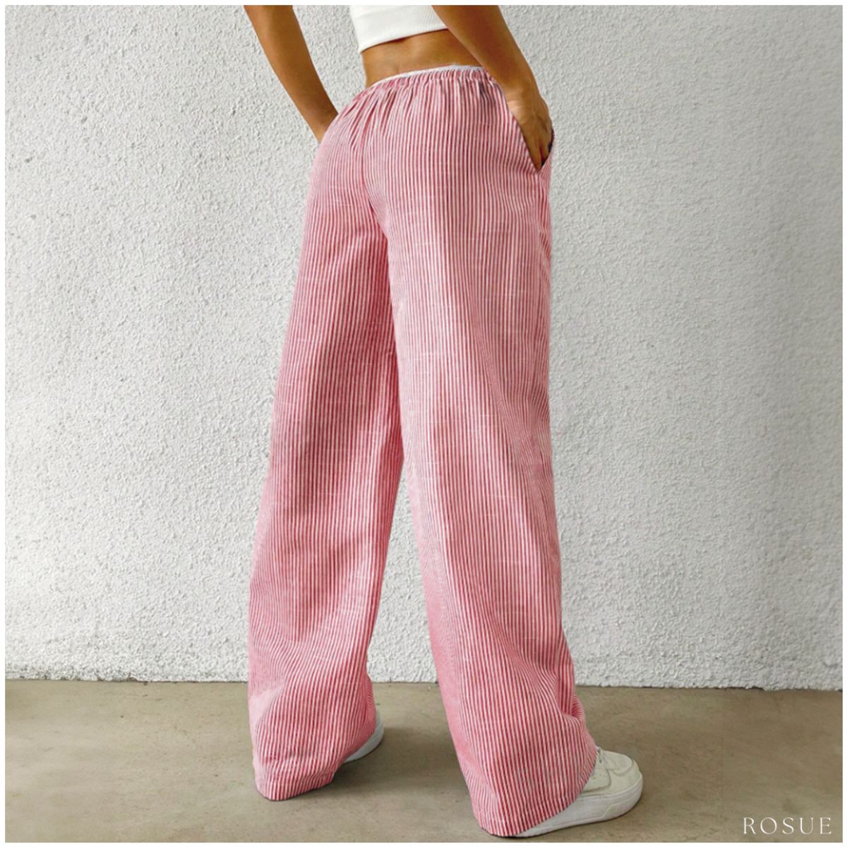 ROSUE - Pantalon rayas de Lino holgado