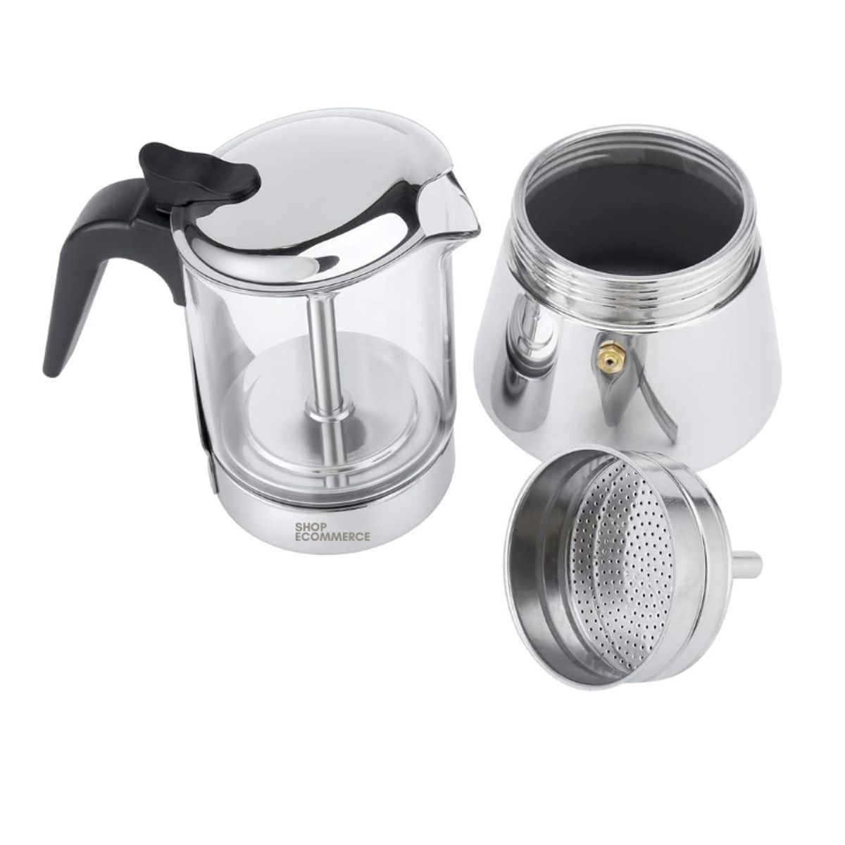 GENERICO - Cafetera moka de acero y vidrio 6 tz