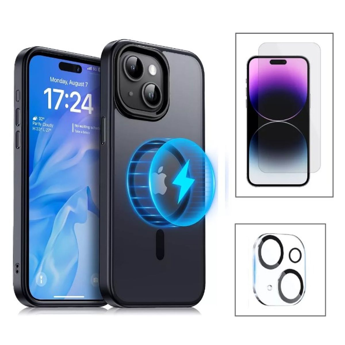 A BRAND - Case funda magsafe para iphone 16 mica vidrio pantalla y camara