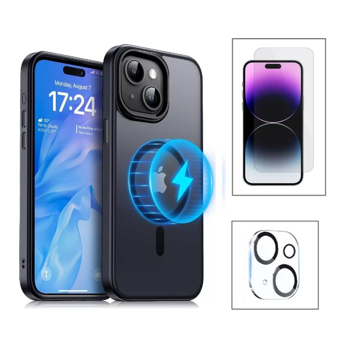 A BRAND - Case funda magsafe para iphone 16 mica vidrio pantalla y camara