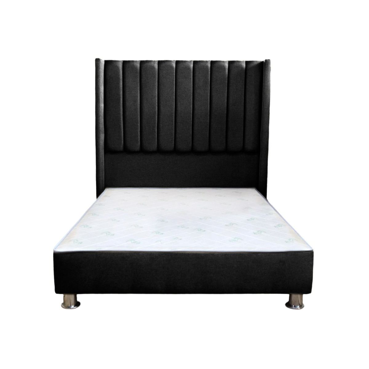 MUEBLES MACRUMO - Cama tapizada Barcelona Brazo Recto - Queen - color negro