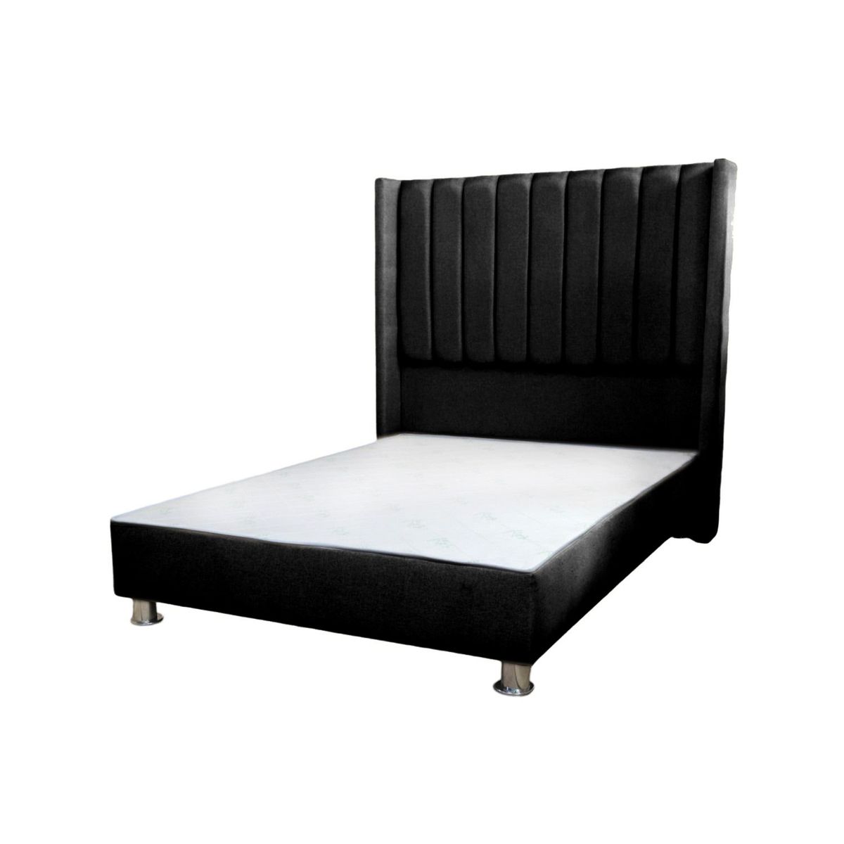 MUEBLES MACRUMO - Cama tapizada Barcelona Brazo Recto - Queen - color negro