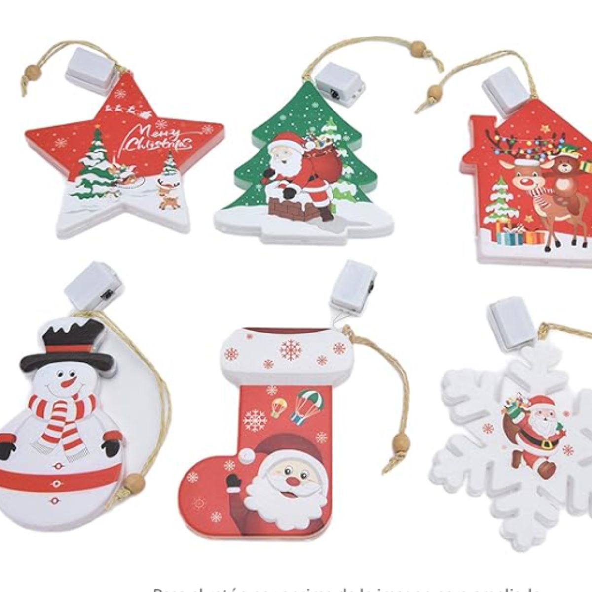 GENERICO - LUCES LED CON 6 ADORNO  NAVIDEÑO