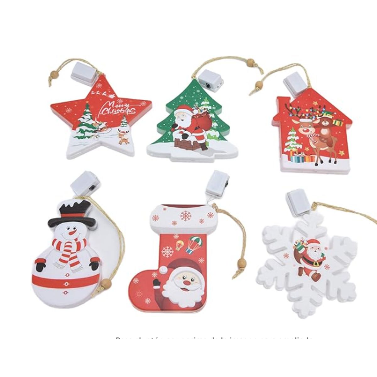 GENERICO - LUCES LED CON 6 ADORNO  NAVIDEÑO