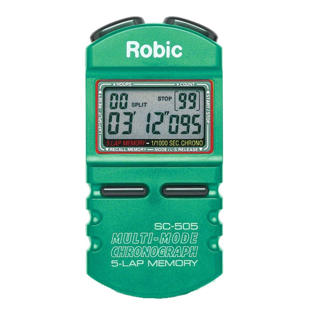 ROBIC - Cronómetro Robic SC-505 5 Memorias 99 Laps Resolución 1/1000 - Verde