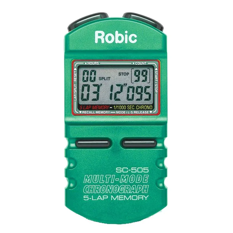 ROBIC - Cronómetro Robic SC-505 5 Memorias 99 Laps Resolución 1/1000 - Verde