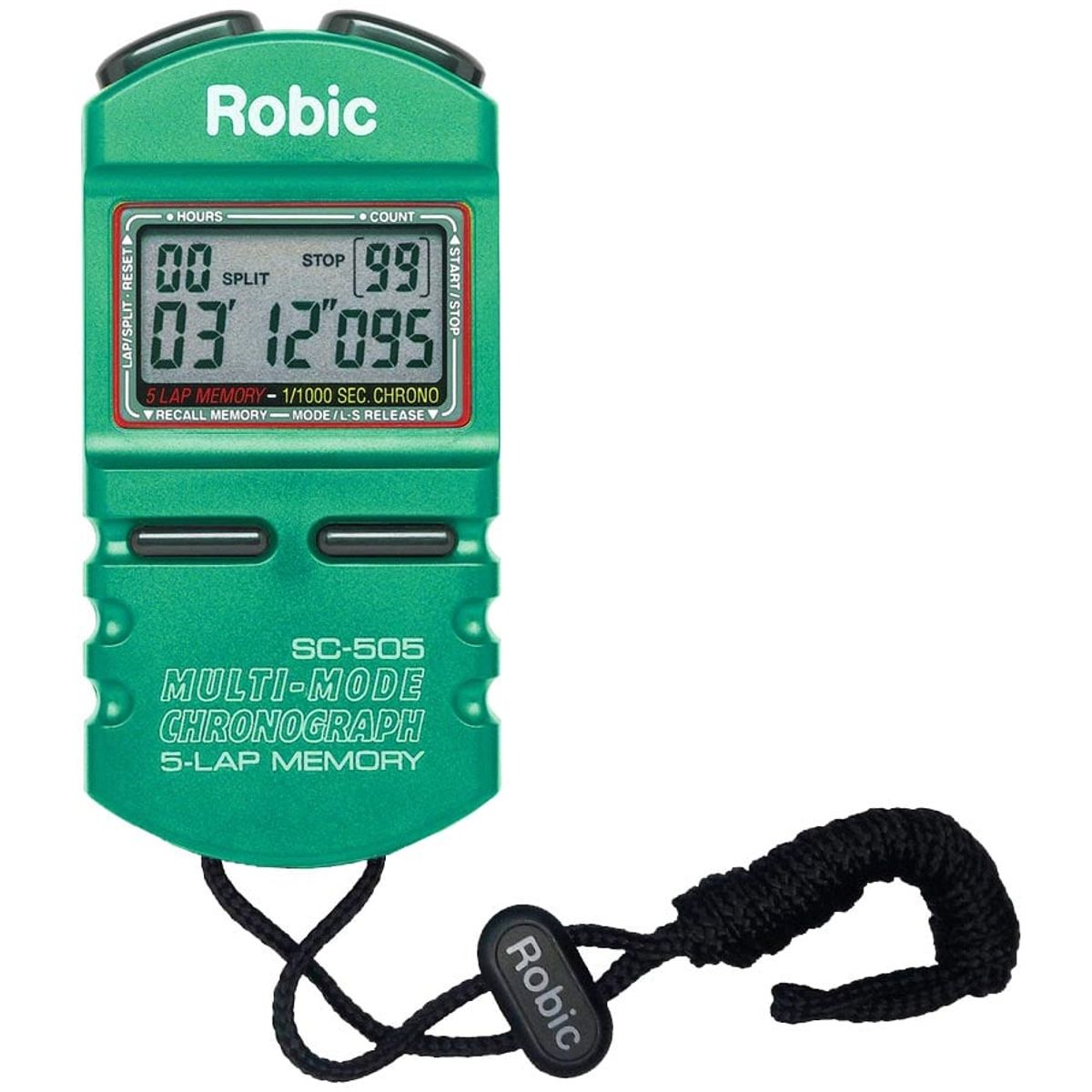 ROBIC - Cronómetro Robic SC-505 5 Memorias 99 Laps Resolución 1/1000 - Verde