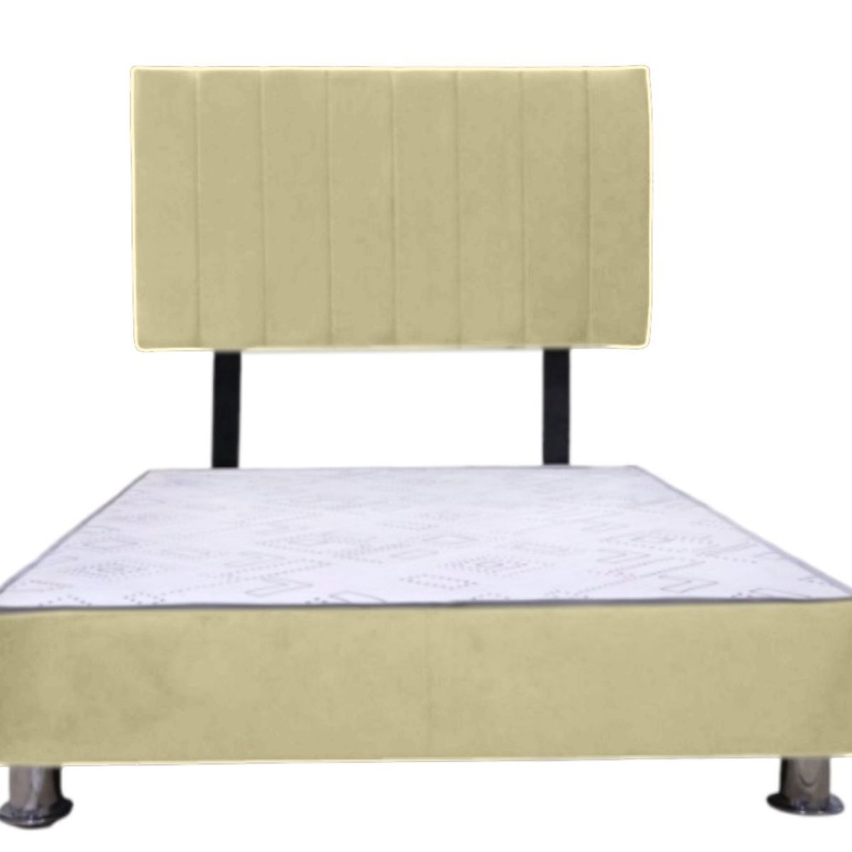 MUEBLES MACRUMO - Cama tapizada Cali - 1.5 Plz - Color Beige claro