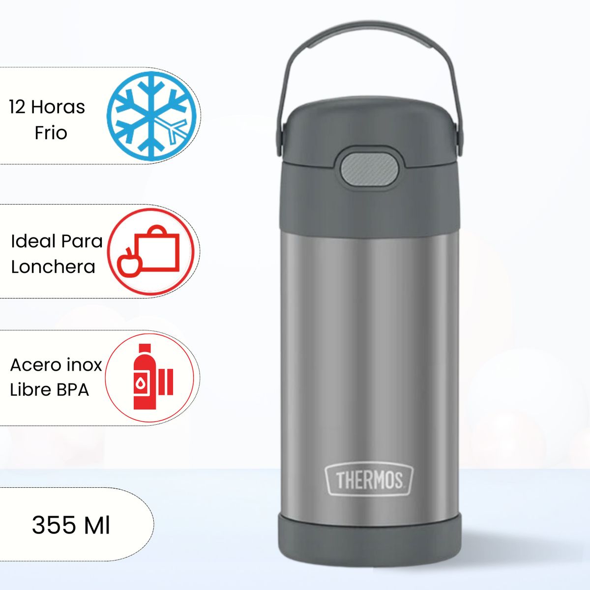 THERMOS - Tomatodo Termico para Niños Funtainer 355 Ml Gris