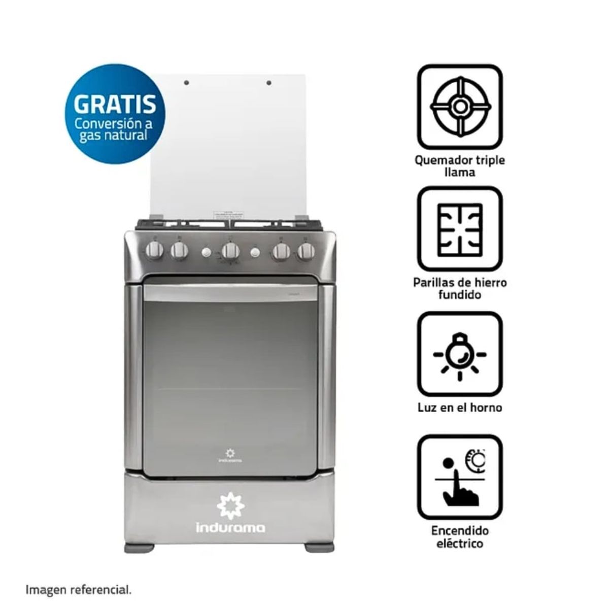 INDURAMA - Cocina Indurama 4 Hornillas Granada Zafiro Croma