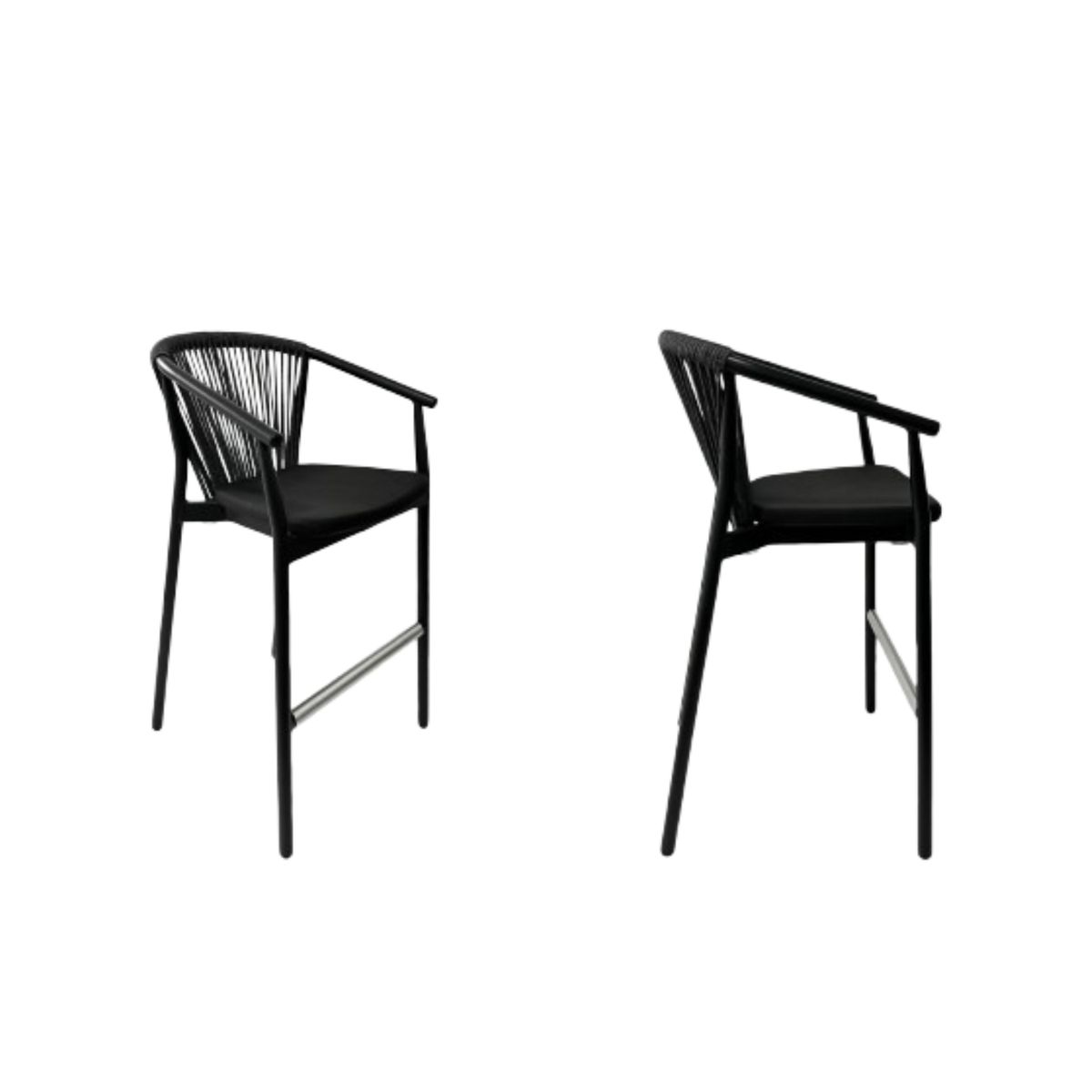 NIHM - Silla Bar Outdoor Galera de Aluminio y Nylon Negro