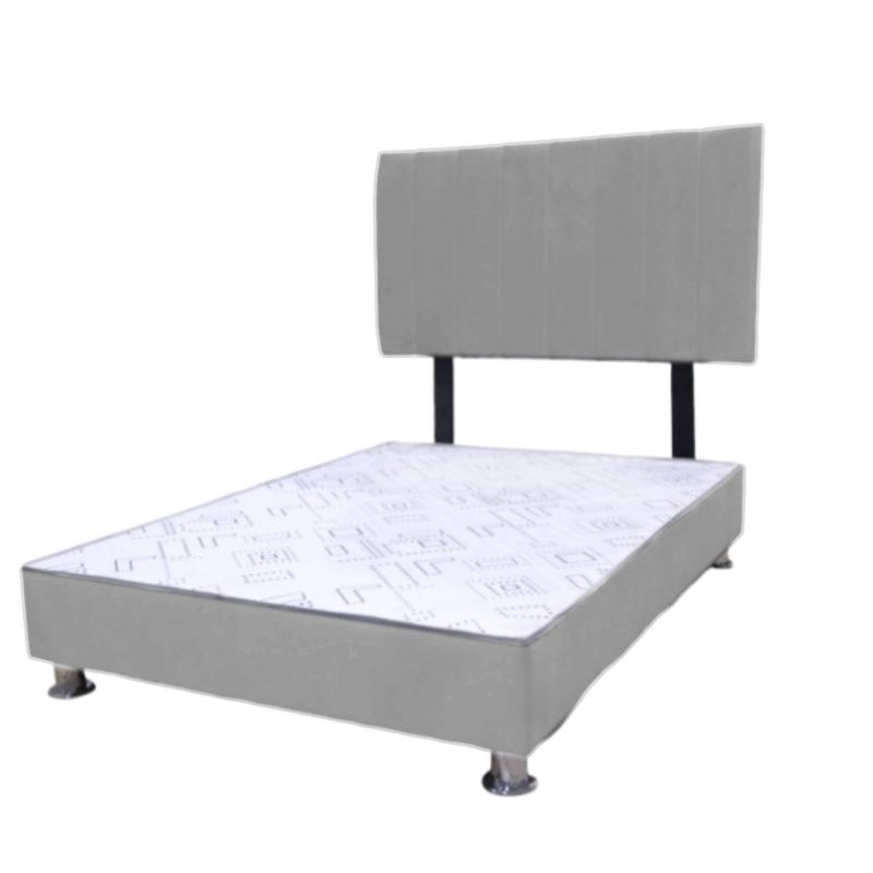 MUEBLES MACRUMO - Cama tapizada Cali - Queen - Color Gris Plaza
