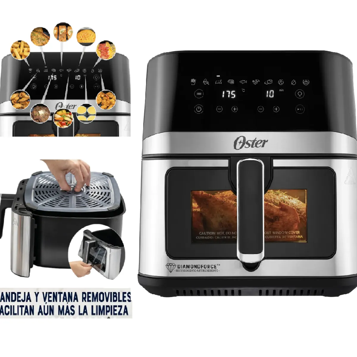 OSTER - Freidora de Aire Digital Oster 7Lts con Ventana y luz