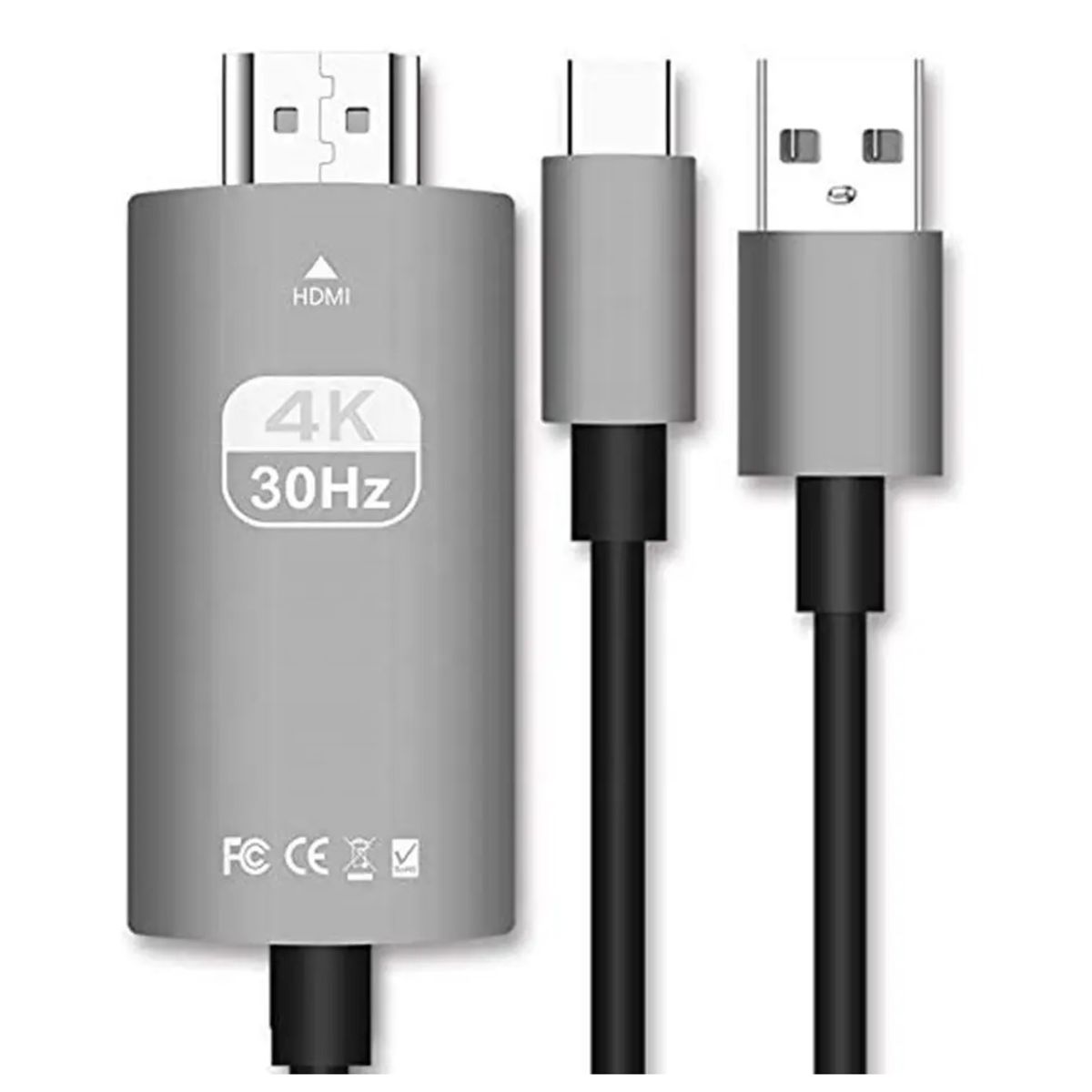 OEM - Cable Tipo C a HDMI 4K con Carga USB para Android MacBook Windows